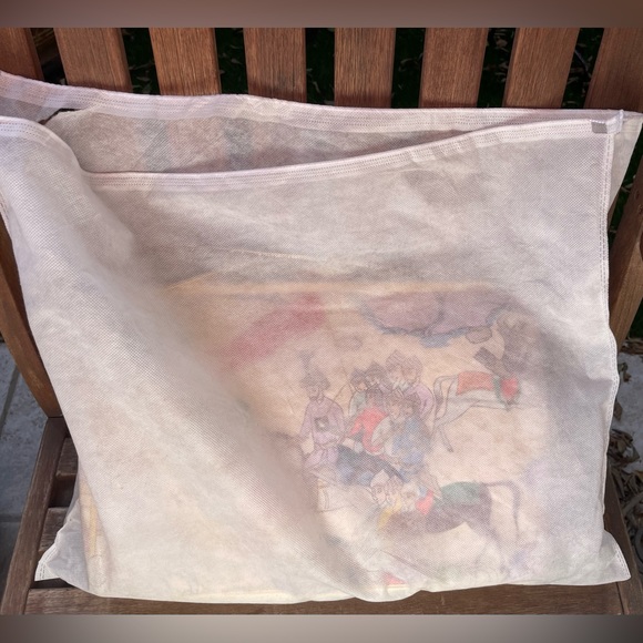 Rosart Vintage Oriental Scene Fabric Rectangle Handbag with Gold Leather Accents - Picture 3 of 16